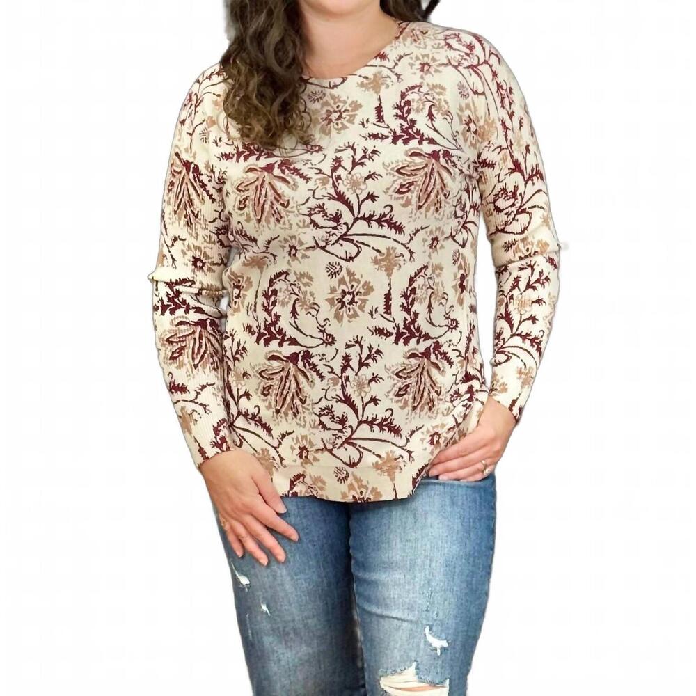 NEW CHARLIE B the clayton sweater in calico